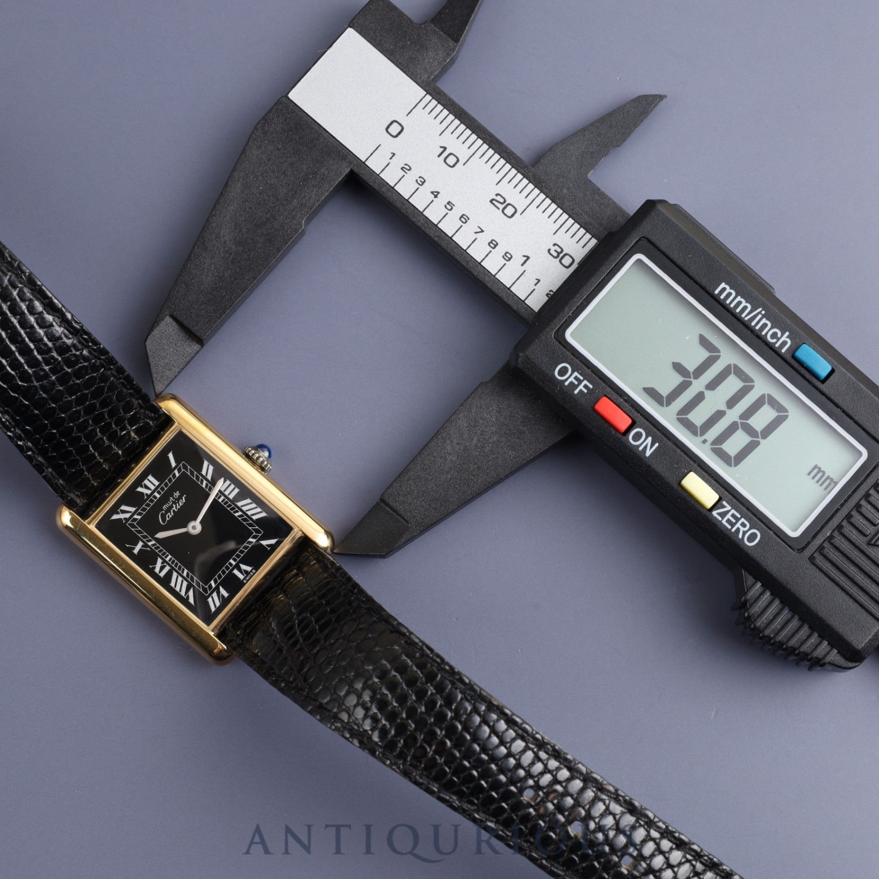 Cartier Must Tank LM Manual winding Cal.78-1 SV925 Genuine leather strap Genuine buckle (GP) Black Roman dial Box Overhauled