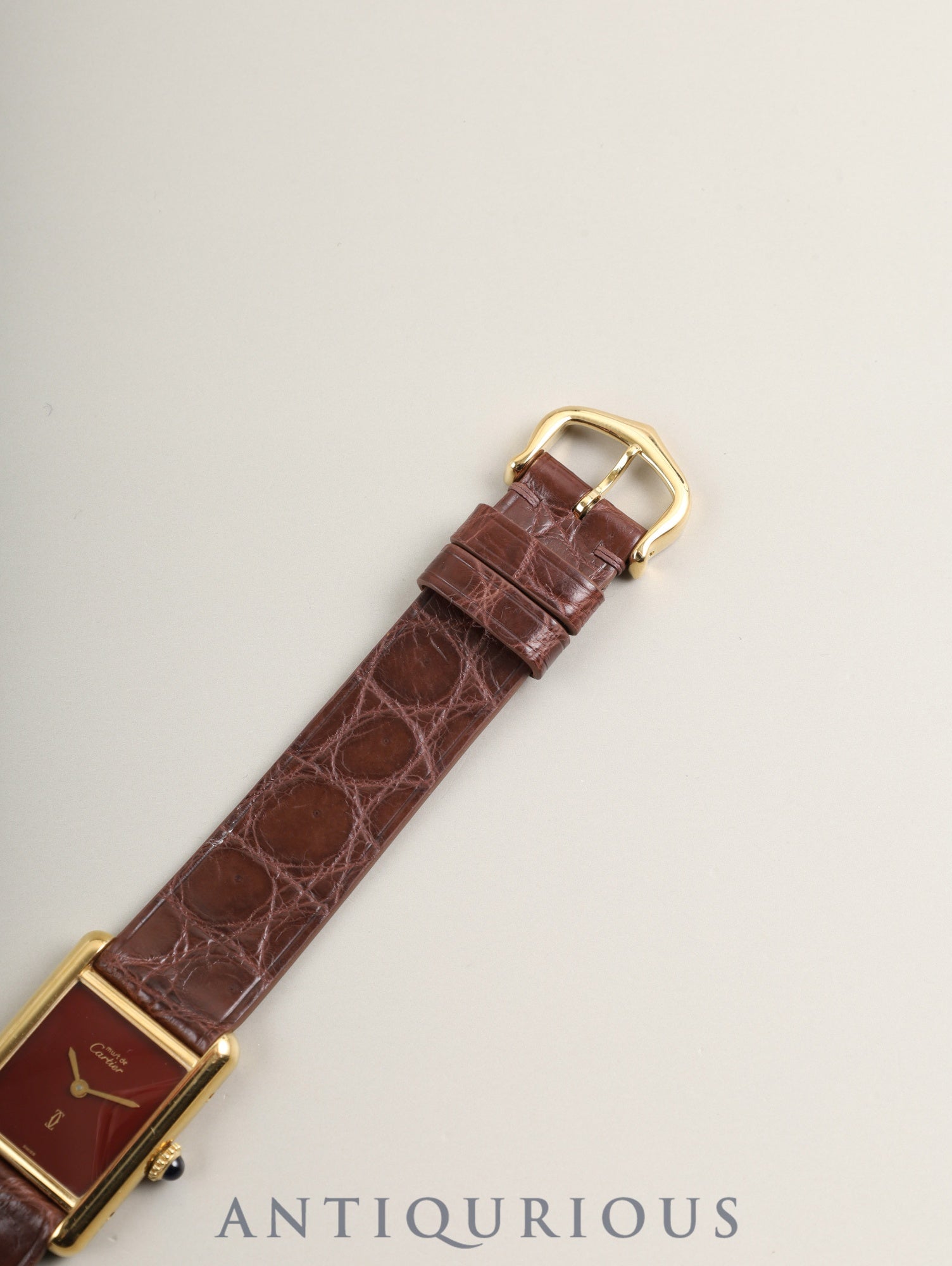 Cartier Must Tank SM Manual Winding Caliber 78-1 SV925 Leather Genuine Buckle (GP) Garnet Dial Bordeaux Dial (SWISS Marking) Box Booklet Genuine Leather Strap Warranty (1982) Overhauled