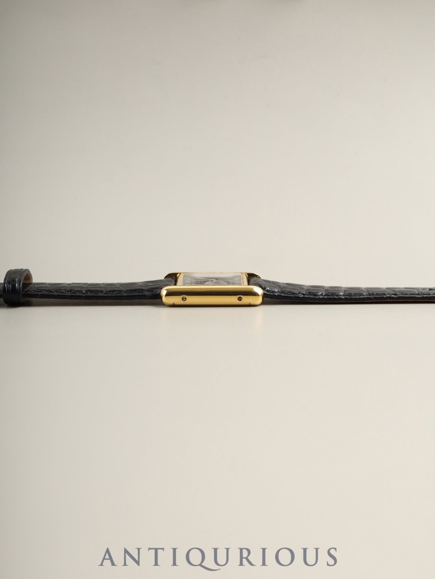 カルティエ マストタンク SM 手巻き Cal.78-1 SV925 革 純正ピンバックル（GP） ブラックローマン文字盤 （SWISS表記） オーバーホール済み 新品仕上げ済み