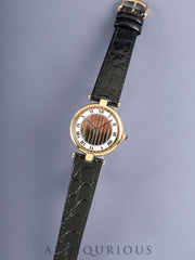 Cartier Must Vendôme VLC LM 590003 Quartz Caliber 90 SV925 Leather Strap with Genuine Pin Buckle (GP) Front Trinity Dial Overhauled