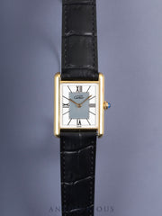 カルティエ マストタンク LM 590005 クォーツ Cal.90 SV925 革 純正Dバックル（GP） センターグレー飛びローマン文字盤 オーバーホール済み 新品仕上げ済み