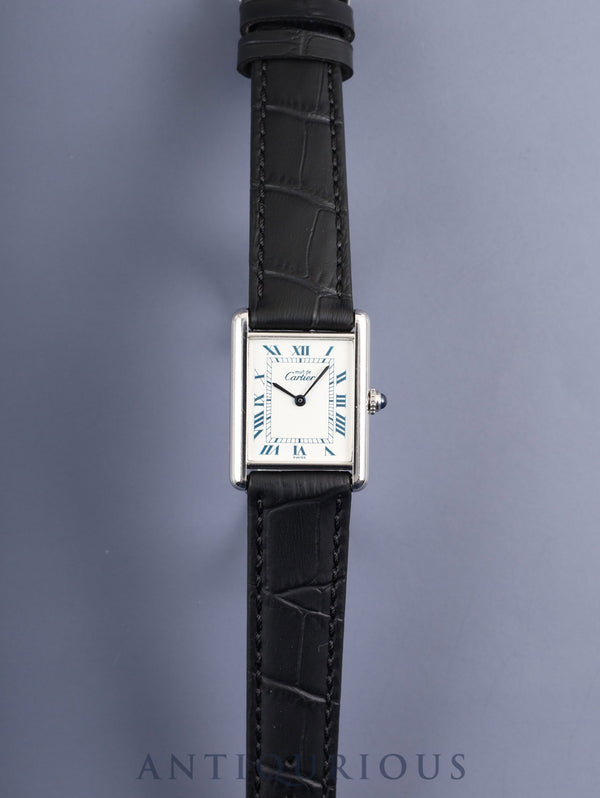 Cartier Must Tank LM 690006 Quartz Caliber 90 SV925 Leather Strap with Genuine Stainless Steel Buckle, White Roman Dial (SWISS Marking), Overhauled