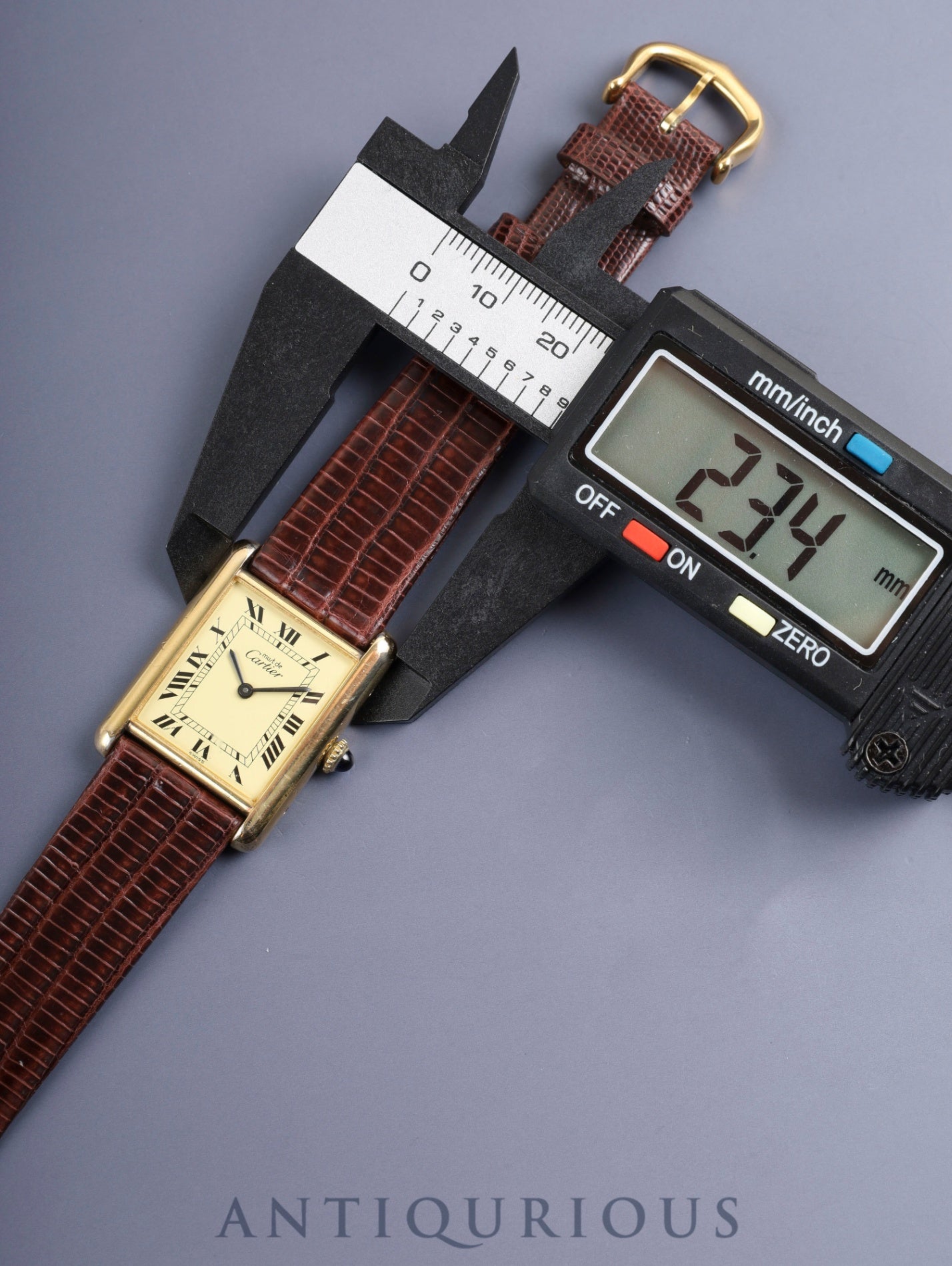 Cartier Must Tank LM, manual winding, Caliber ETA2512-1, SV925, leather, genuine buckle (GP), ivory Roman dial (SWISS markings), circa 1976-early 1980s, overhauled.