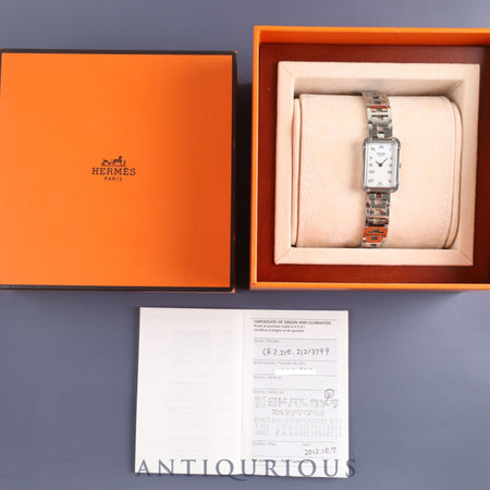 Hermes Cloajour CR2. 210 Quartz Cal.976.001 SS Shell Dial Warranty (2012) Box Booklet Overhauled