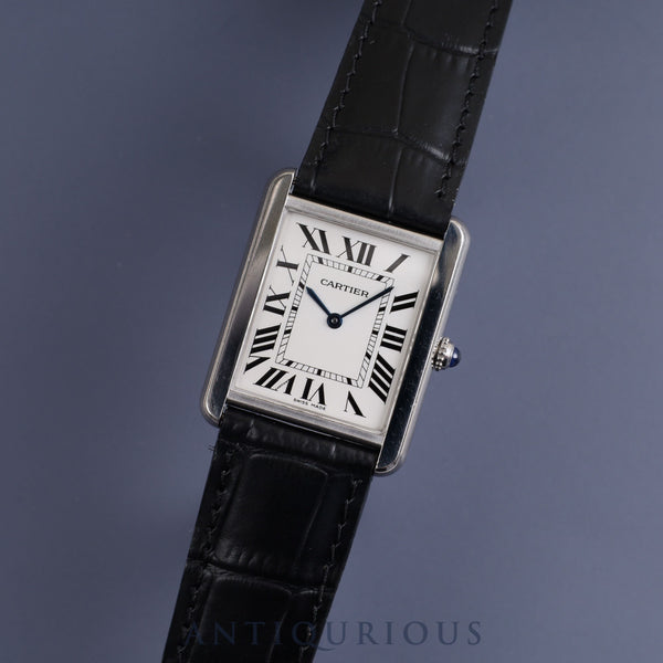 Cartier LM Tank Solo LM Quartz Cal.690 W108355 / 2715 SS Leather Genuine Buckle (SS) Silver Dial