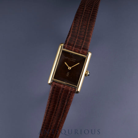 Cartier Must Tank LM Manual winding Cal.78-1 SV925 Leather Genuine buckle (GP) Mahogany dial Overhauled