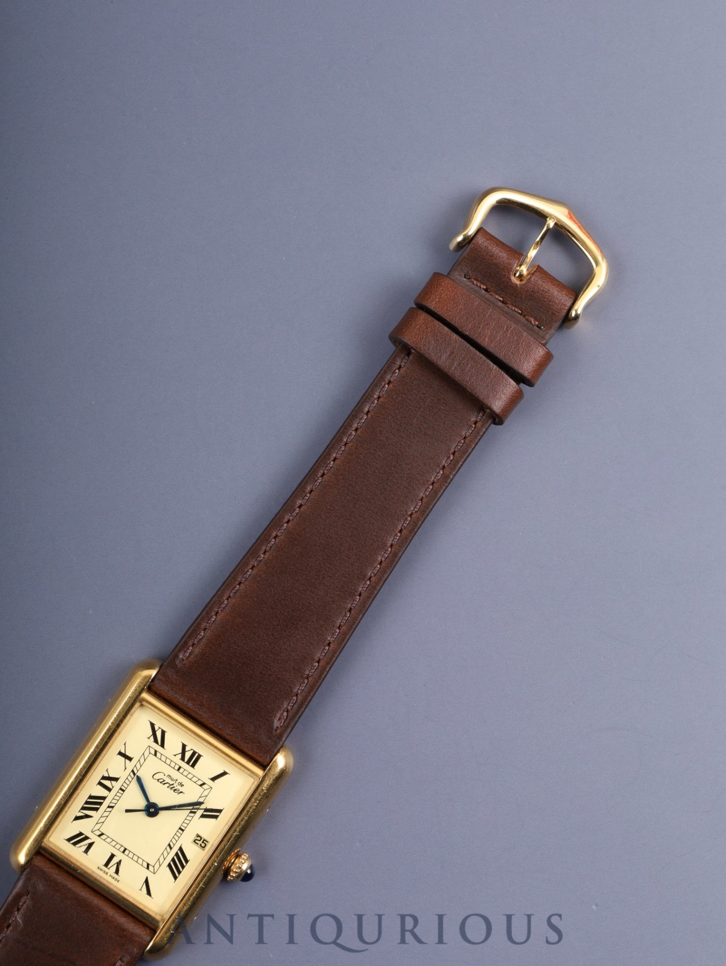 カルティエ マストタンク GM（XL） 2413 クォーツ Cal.687 SV925 革 純正Dバックル（GP） アイボリーローマン文字盤  箱 保証書（2005年） オーバーホール済み