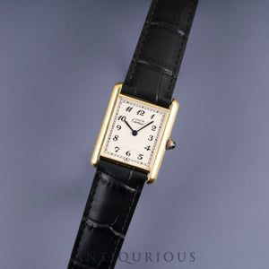 カルティエ マストタンク LM 590005 クォーツ Cal.- SV925 革 純正Dバックル（GP）アラビア文字盤 1982年頃～1995年頃 オーバーホール済み 新品仕上げ済み