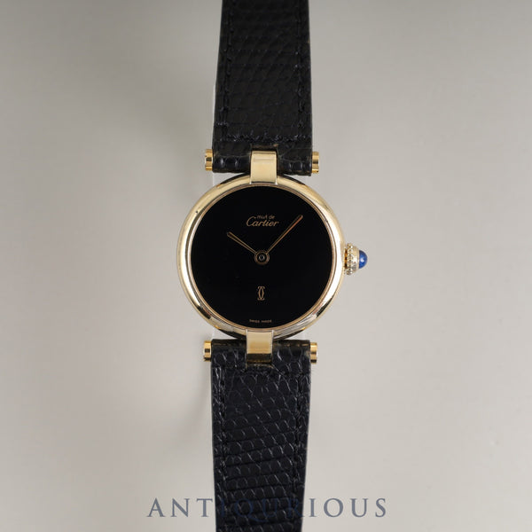 カルティエ マスト ヴァンドーム VLC SM 18 クォーツ Cal.- SV925 純正革ベルト 純正尾錠（GP） オニキス文字盤  カルティエブティックにてコンプリートサービス済み