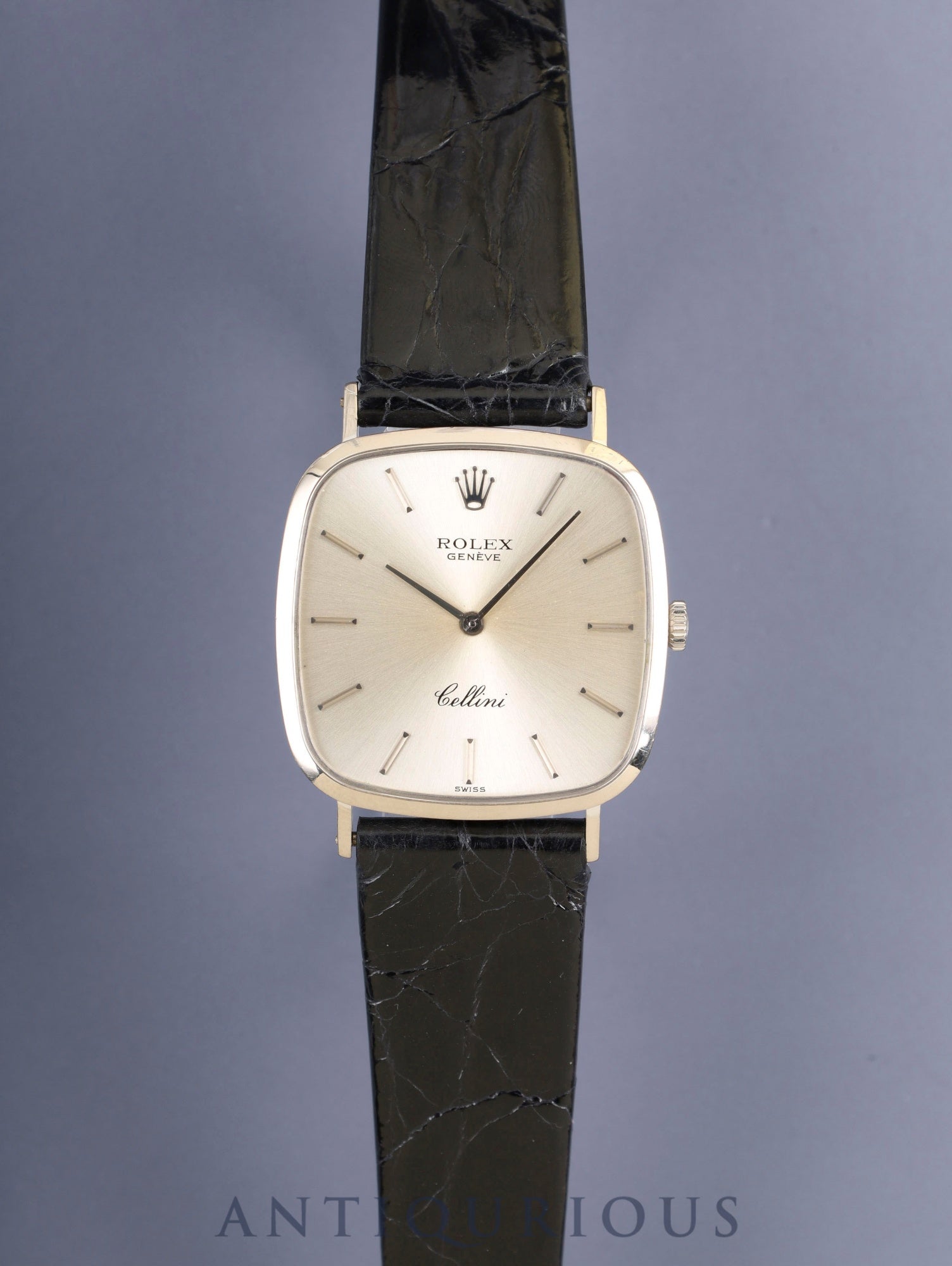 ロレックス チェリーニ 4114 手巻き Cal.1600 革 750WG 純正ピンバックル（SS）シルバー文字盤 42番台（1974年） オーバーホール済み