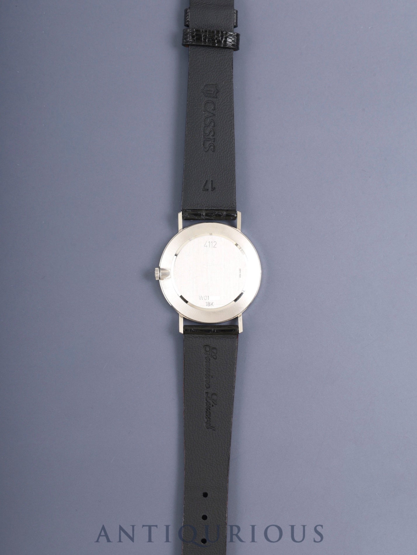 ロレックス チェリーニ 4112/9 手巻き Cal.1601 750WG 革 純正ピンバックル（750WG）シルバー文字盤 W番台（1994-1995年） 保証書（1996年）冊子 オーバーホール済み