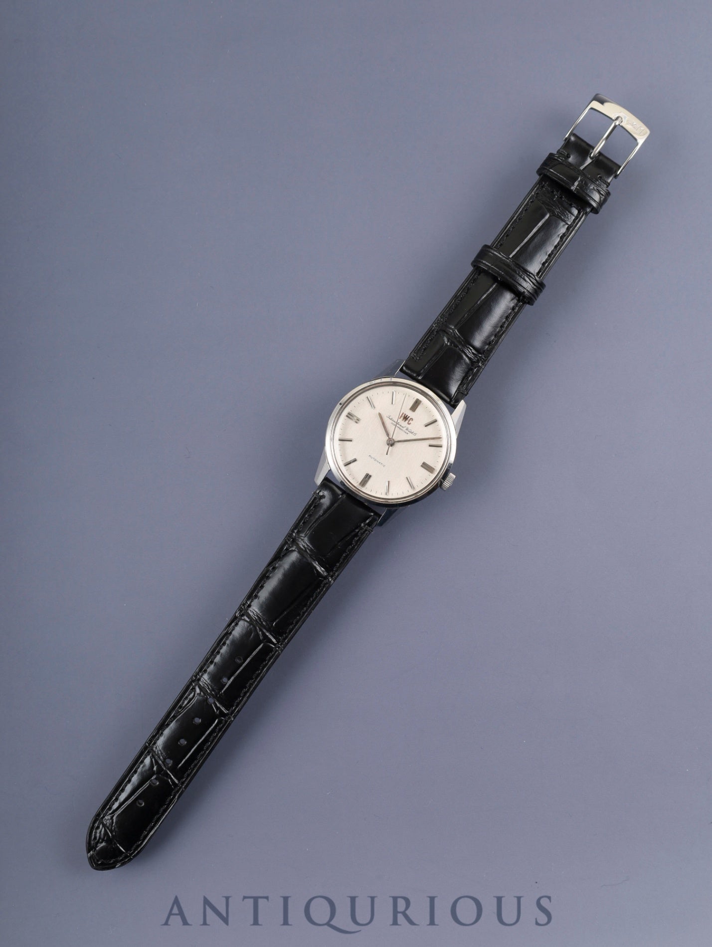 IWC Old Inter Automatic Caliber C.854B Stainless Steel Watch with Leather Strap, Aftermarket Buckle (SS), Silver Dial, Overhauled