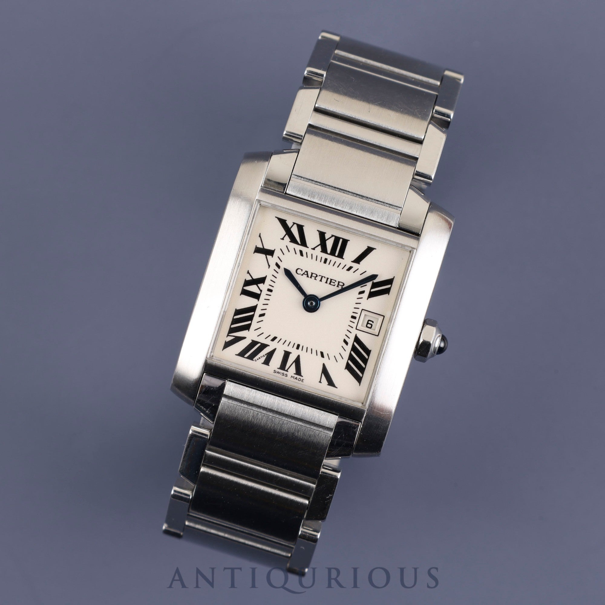 Cartier Tank Francaise MM Boys size W51011Q3 / 2465 Quartz SS White Roman numerals Dial box 2 links Overhauled