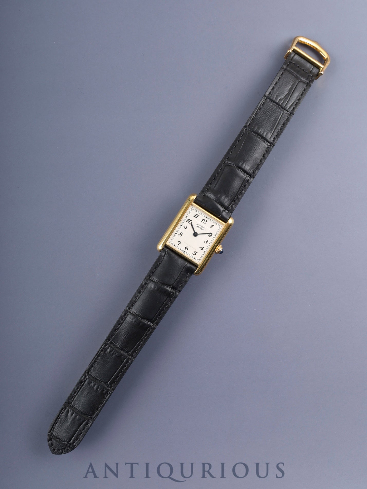 カルティエ マストタンク LM 590005 クォーツ Cal.90 SV925 革 純正Dバックル（GP） アラビア文字盤（SWISS表記） オーバーホール済み 新品仕上げ済み