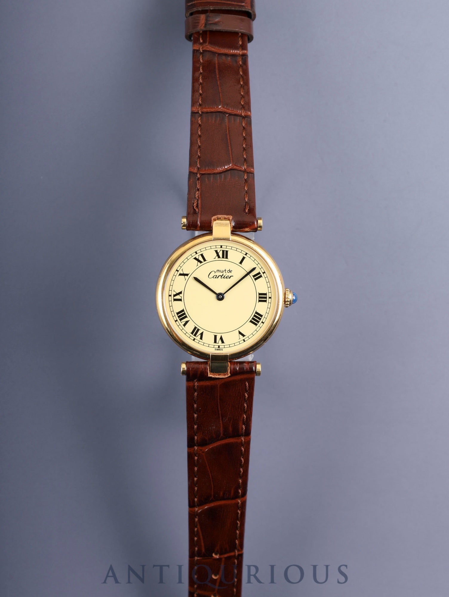 カルティエ マスト ヴァンドーム VLC LM W1001853 / 590003 クォーツ Cal.90 SV925 革 純正尾錠（GP）アイボリーローマン文字盤 オーバーホール済み