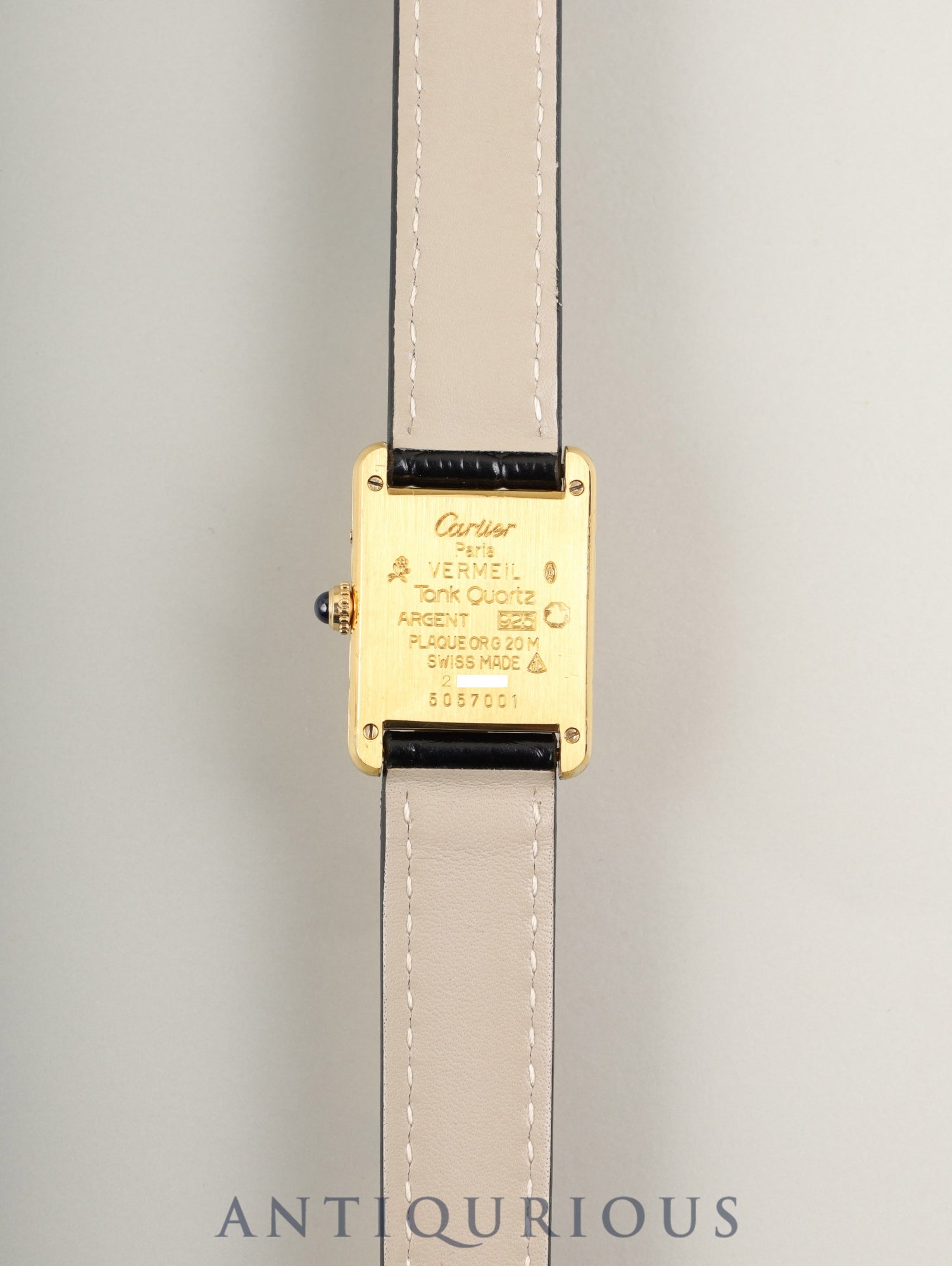 カルティエ マストタンク SM W1003053/5057001 クォーツ Cal.057 SV925 革 純正尾錠（GP）ストレートローマン文字盤 1982年頃～1995年頃 保証書（無記載）オーバーホール済み