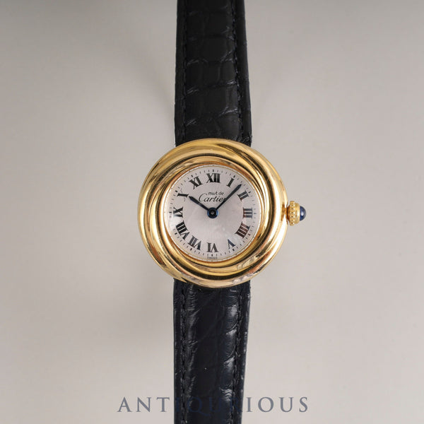 カルティエ マストトリニティ W1010644 / 2735 クォーツ Cal.157 SV925 革 純正Dバックル（GP） シルバーローマン文字盤 オーバーホール済み