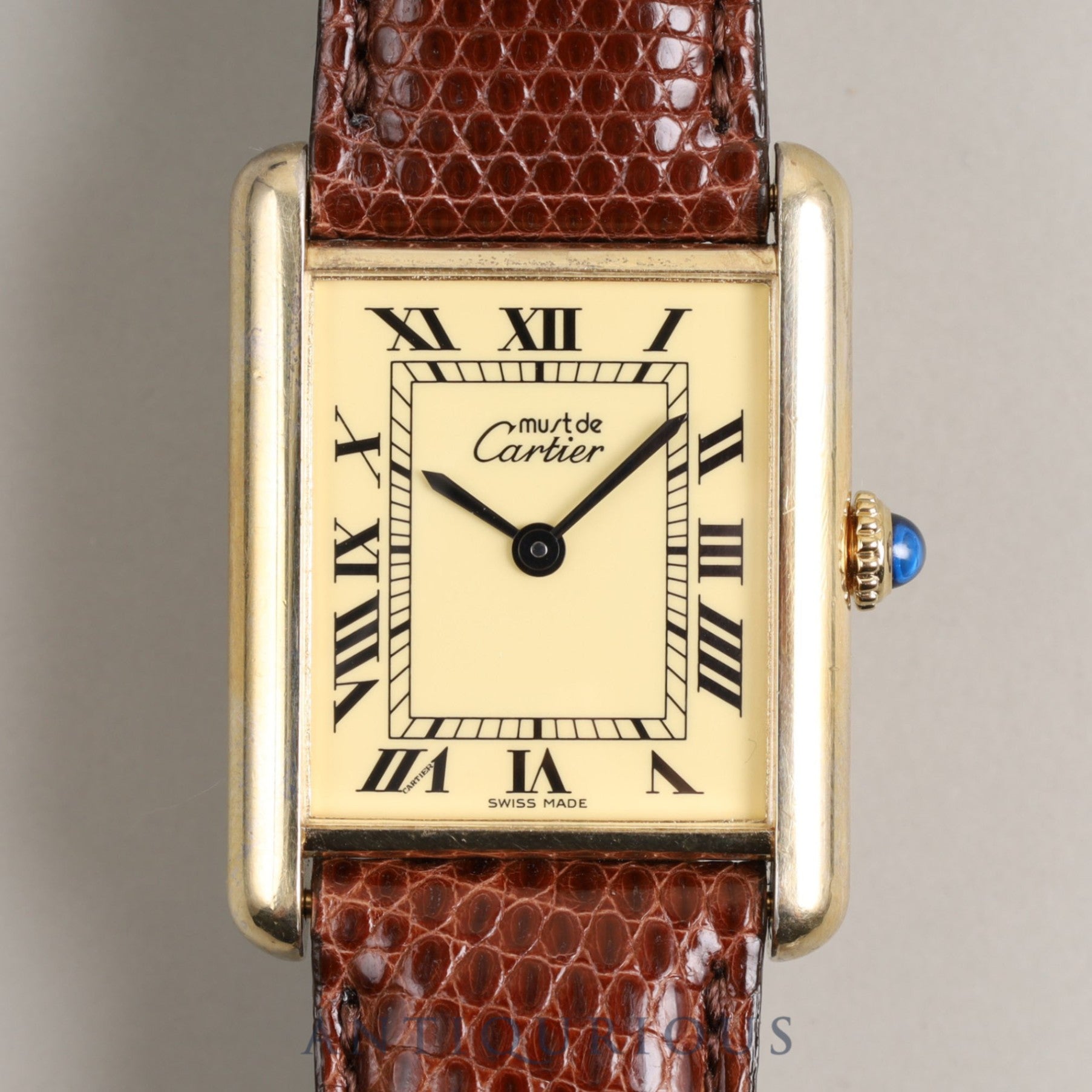 CARTIER Must Tank LM Manual winding 925 Leather Genuine buckle (GP) Ivory dial Complete Cartier boutique service completed