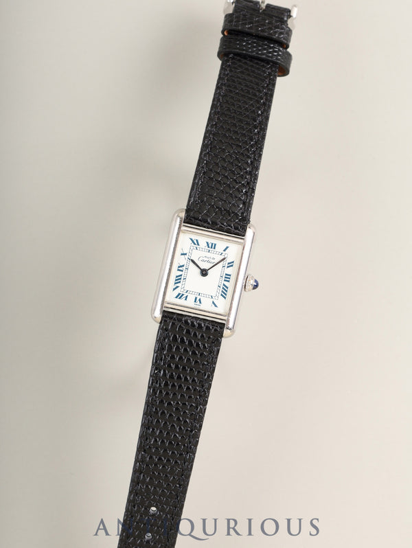 Cartier Must Tank SM W1001543 / 6057002 Quartz Cal.057 SV925 Leather Original Pin Buckle (SS) White Roman Dial (SWISS marking) Overhauled
