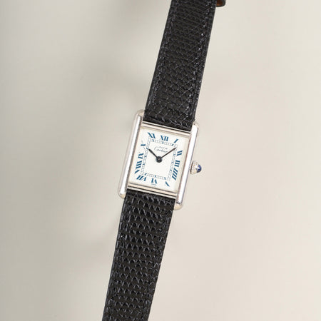 カルティエ マストタンク SM W1001543 / 6057002 クォーツ Cal.057 SV925 革 純正ピンバックル（SS）ホワイトローマン文字盤 （SWISS表記）オーバーホール済み