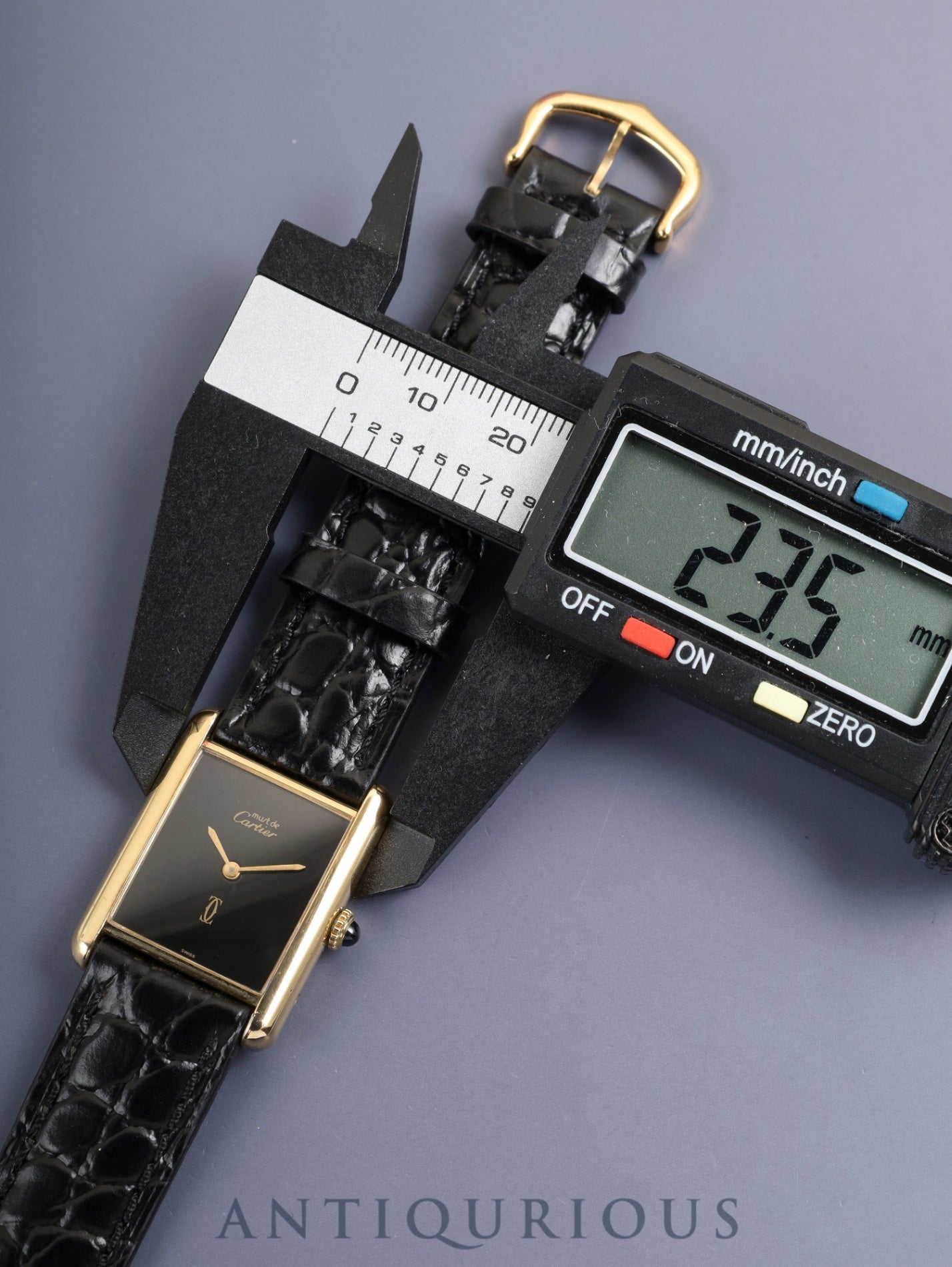 カルティエ マストタンク LM 6 手巻き Cal.78-1 SV925 革 純正ピンバックル（GP）オニキス文字盤（SWISS 表記）  保証書（1982年） オーバーホール済み