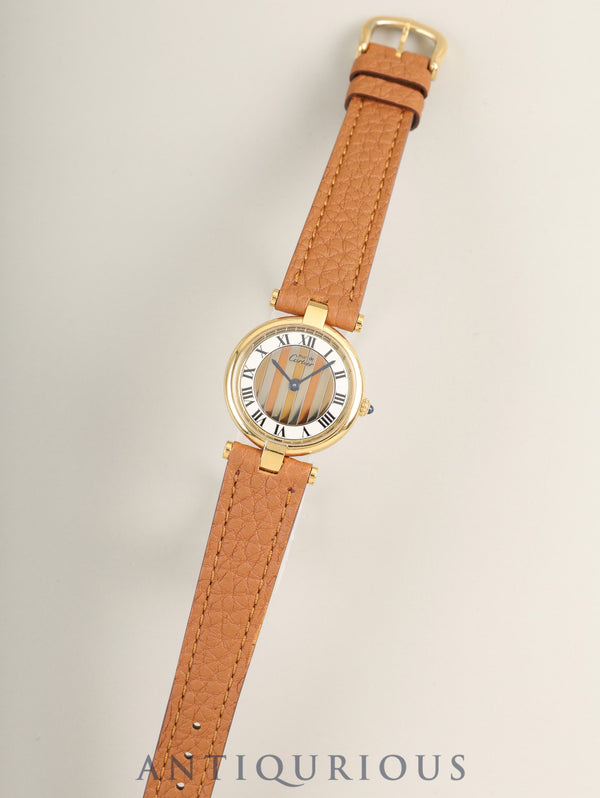 カルティエ マスト ヴァンドーム VLC SM 18 クォーツ Cal.81 SV925 革 純正尾錠（GP）フロントトリニティ文字盤 カルティエブティックにてコンプリートサービス（フルメンテナンス）済み