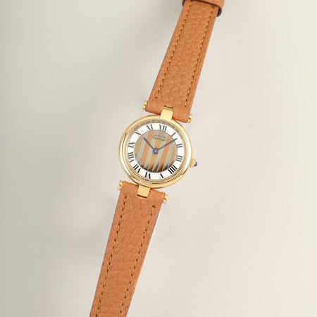 カルティエ マスト ヴァンドーム VLC SM 18 クォーツ Cal.81 SV925 革 純正尾錠（GP）フロントトリニティ文字盤 カルティエブティックにてコンプリートサービス（フルメンテナンス）済み