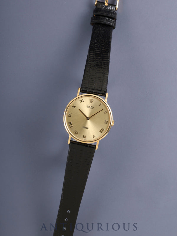 ロレックス チェリーニ 5112 手巻き Cal.1601 750YG 革 純正ピンバックル（750YG） シャンパン文字盤 L番台 保証書（1990年） オーバーホール済み