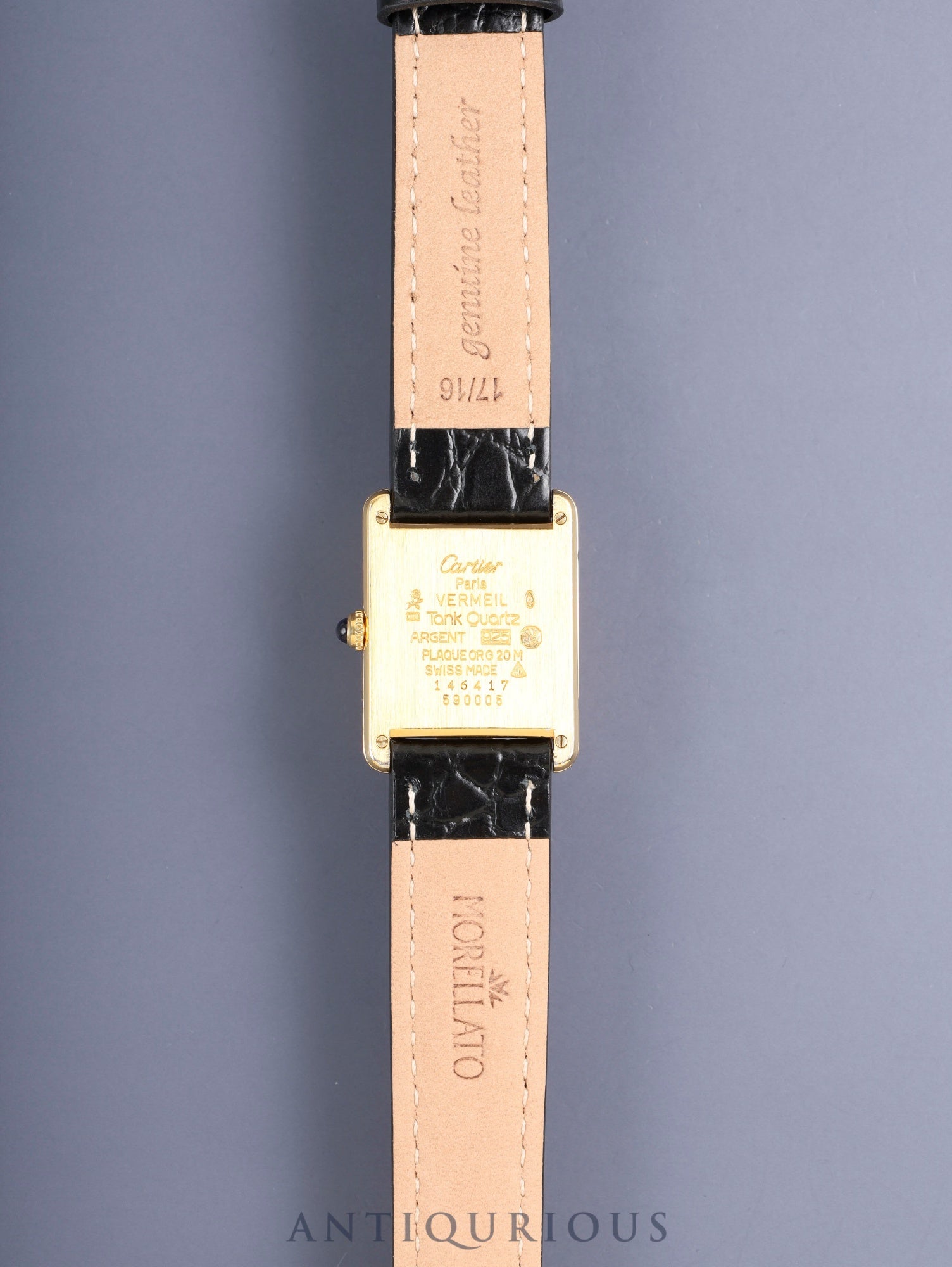 カルティエ マストタンク LM 590005 クォーツ Cal.90  SV925 革 純正尾錠（GP）オパラン文字盤（SWISS表記）オーバーホール済み