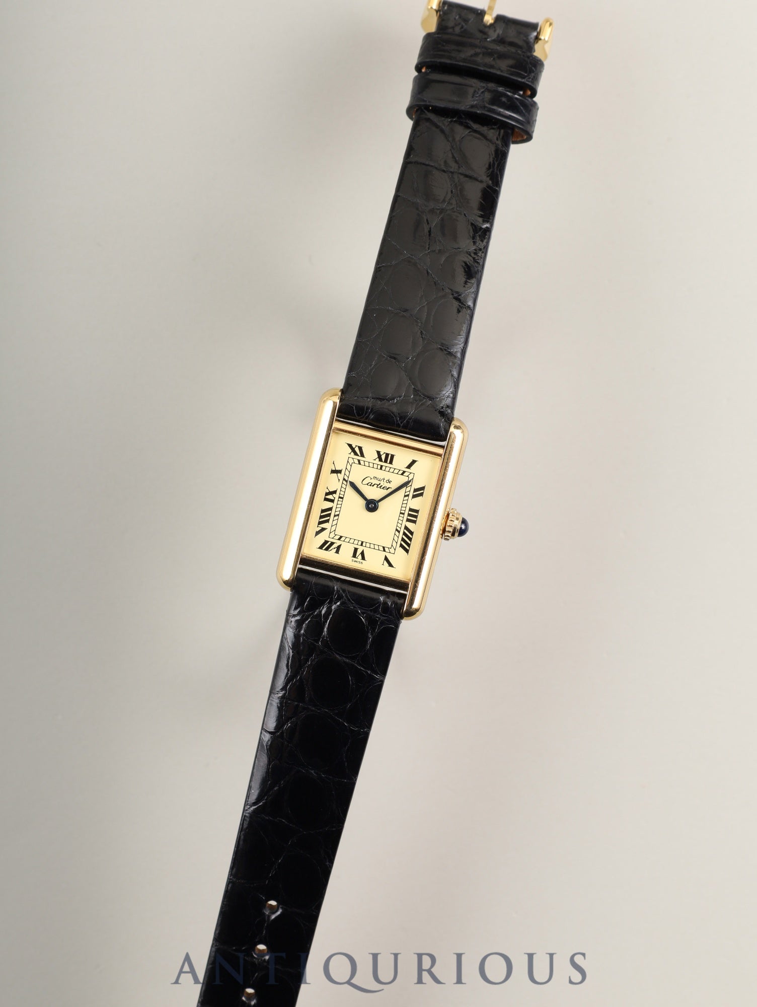 カルティエ マストタンク SM 5057001 クォーツ Cal.057 SV925 革 純正尾錠（GP）アイボリー文字盤（SWISS表記）箱 冊子 保証書（1995年/H7）オーバーホール済み