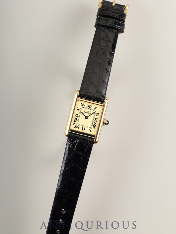 カルティエ マストタンク SM 5057001 クォーツ Cal.057 SV925 革 純正尾錠（GP）アイボリー文字盤（SWISS表記）箱 冊子 保証書（1995年/H7）オーバーホール済み