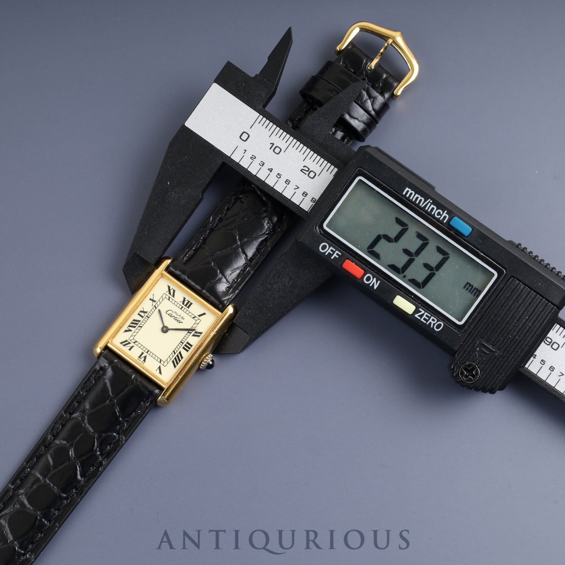 Cartier Must Tank LM 6 182065 Manual Winding Caliber 78-1 SV925 Leather Strap with Genuine GP Buckle Ivory Roman Dial Overhauled