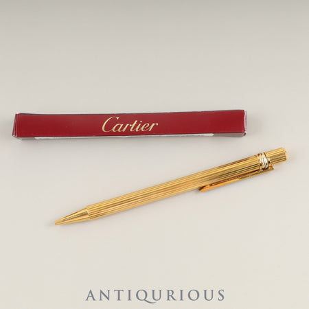 カルティエ トリニティ ボールペン GP ツイスト式 青インク装着 カルティエ未使用リフィル（黒/M字）付属