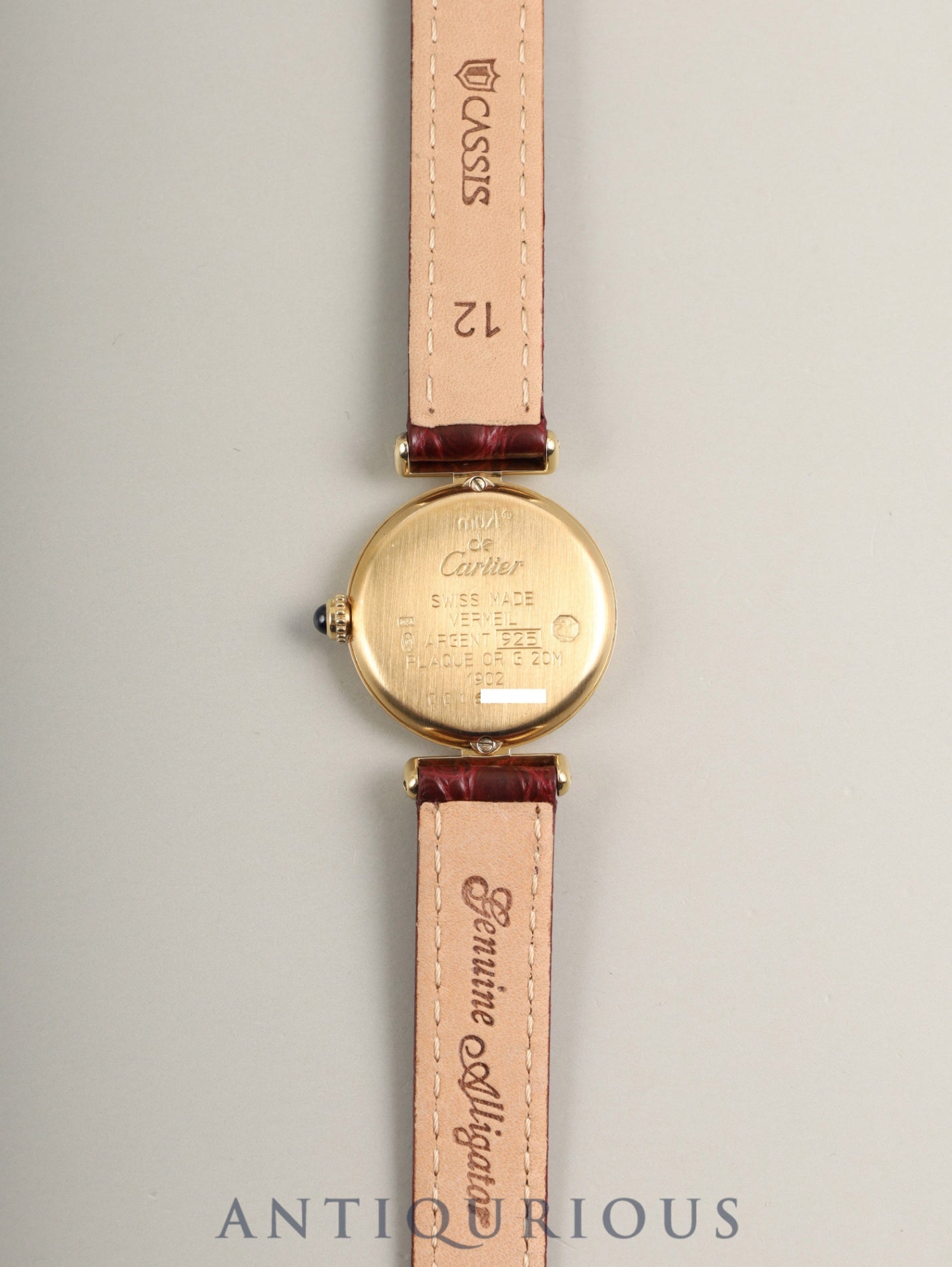 カルティエ マストコリゼ W1009954 / 1902 クォーツ Cal.90.06 SV925 革 純正Dバックル（GP） ホワイト飛びローマン文字盤 箱 冊子 保証書（1996年）オーバーホール済み