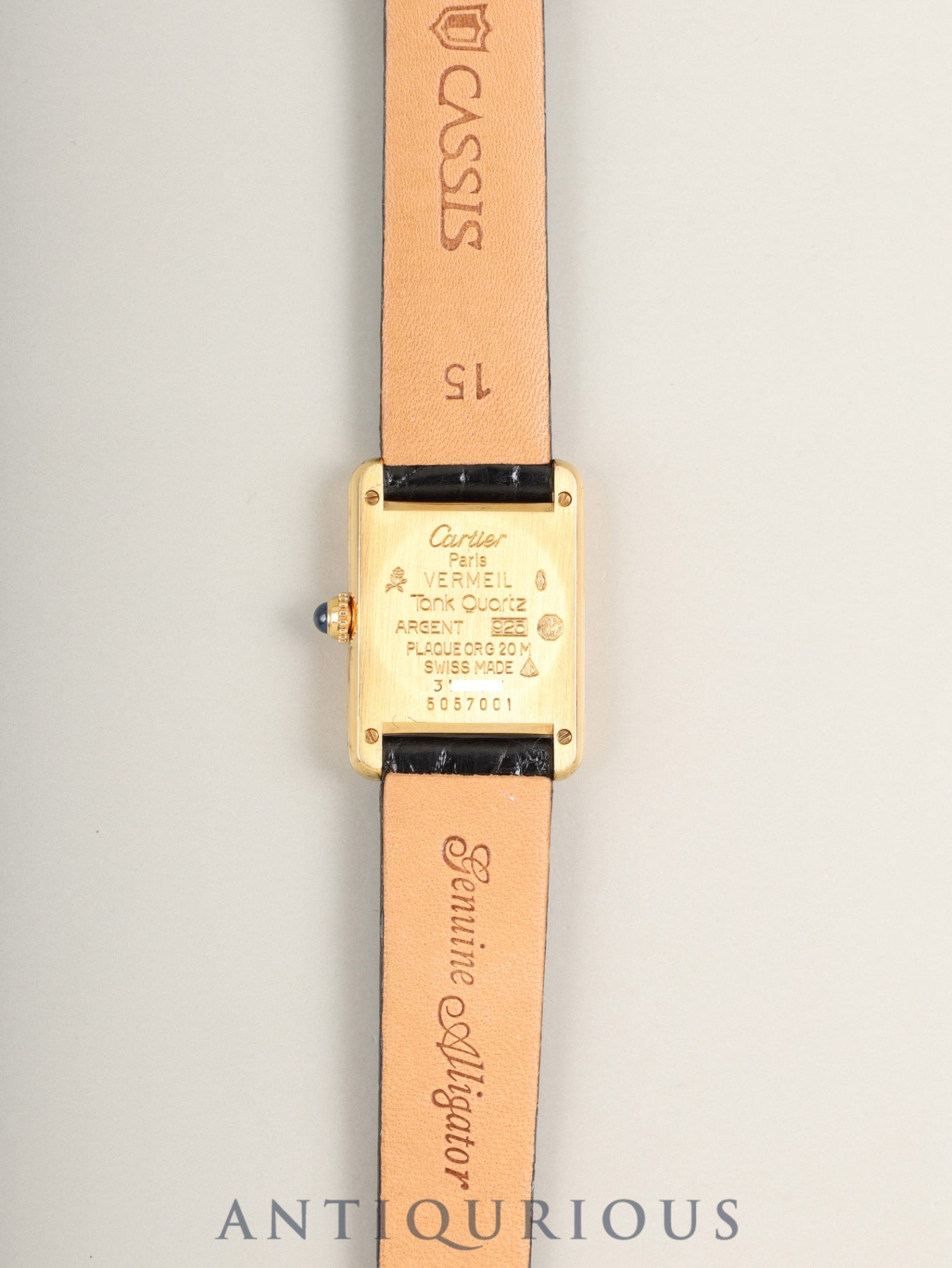 カルティエ マストタンク SM W1003153 / 5057001 クォーツ  SV925 革  純正ピンバックル（GP）アイボリーローマン文字盤（SWISS MADE表記）保証書（1990年） カルティエブティックにてコンプリートサービス（フルメンテナンス）済み