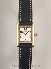 カルティエ マストタンク SM 5057001 クォーツ Cal.057 SV925 革 純正尾錠（GP）飛びアラビアCC文字盤 1982年頃～1995年頃 オーバーホール済み 新品仕上げ済み