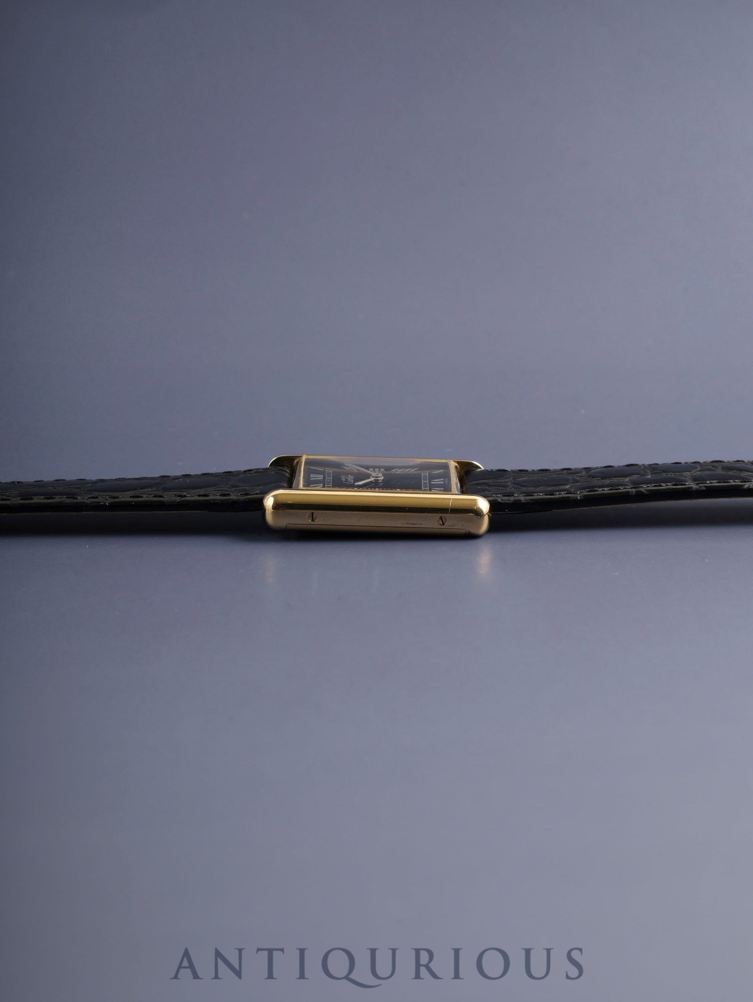 カルティエ マストタンク LM 手巻き Cal.78-1 SV925 革 純正ピンバックル（GP）ブラックローマン文字盤（SWISS表記） オーバーホール済み