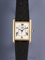 カルティエ マストタンク GM（XL） W1013754 / 2413 クォーツ Cal.687 SV925 革 純正ピンバックル（GP）アイボリー飛びローマンCC文字盤（SWISS MADE表記） オーバーホール済み