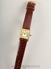 カルティエ マストタンク SM 5057001 クォーツ Cal.057  SV925 革  純正尾錠（GP）アイボリーローマン文字盤（SWISS表記） オーバーホール済み