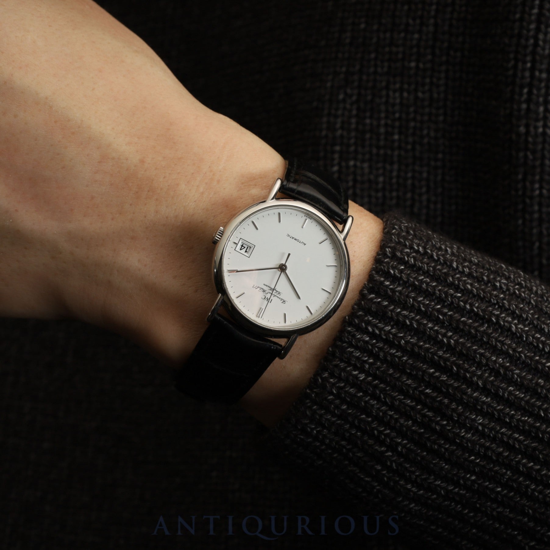 IWC Portofino IW351320 Automatic Caliber 30120 Stainless Steel Watch with Genuine Leather Strap and Genuine Stainless Steel Buckle, White Dial, Booklet, Cloth, Overhauled