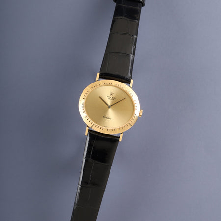 ロレックス チェリーニ 4083 手巻き Cal.1602 750YG 革 純正ピンバックル（GP）シャンパン文字盤 W番台（1994年～1995年）オーバーホール済み