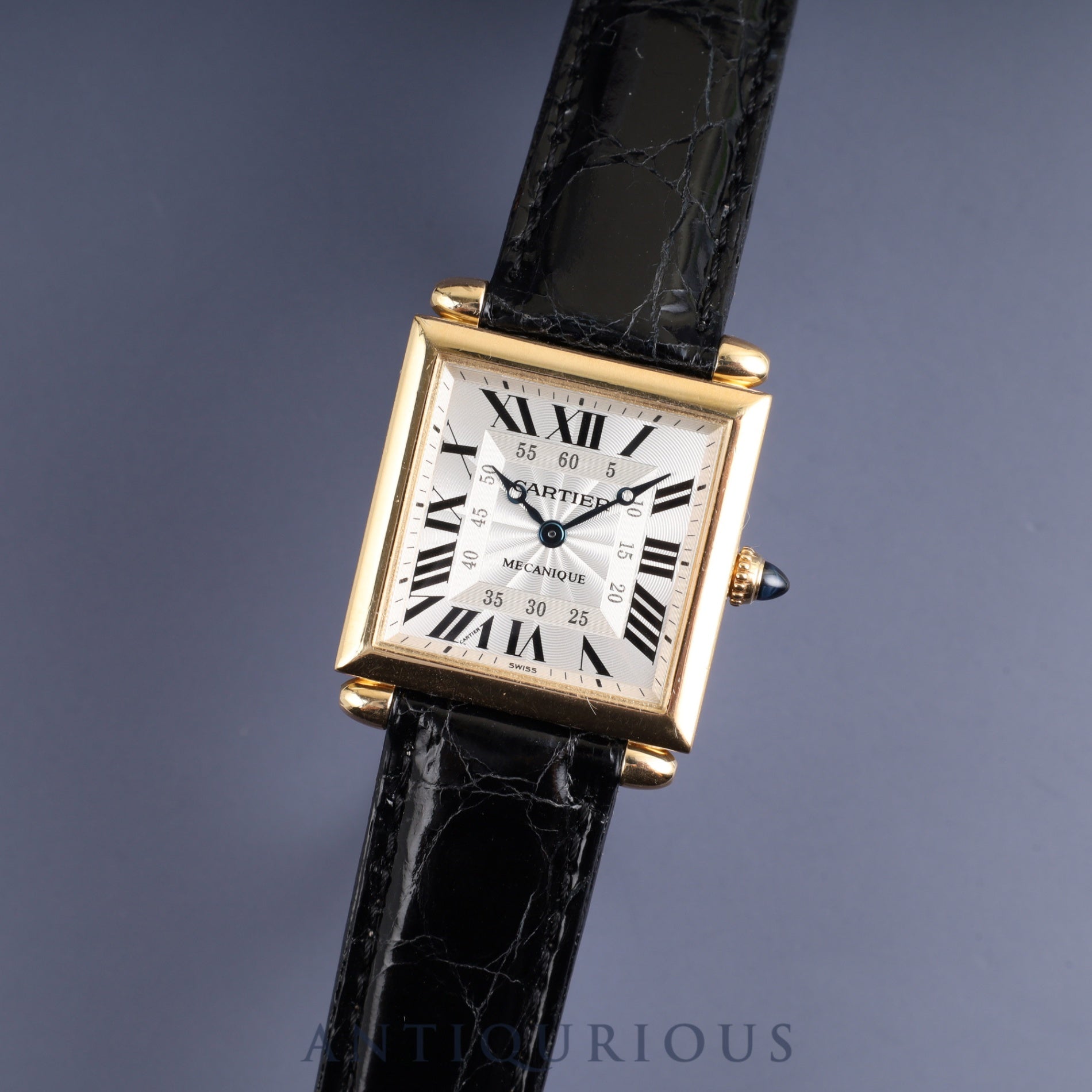 Cartier Tank Obie LM 2380 / W1516956 Manual winding Cal.430MC 750YG Leather Genuine buckle (GP) Silver guilloche dial Cartier repair certificate Cartier after-sales service Overhauled