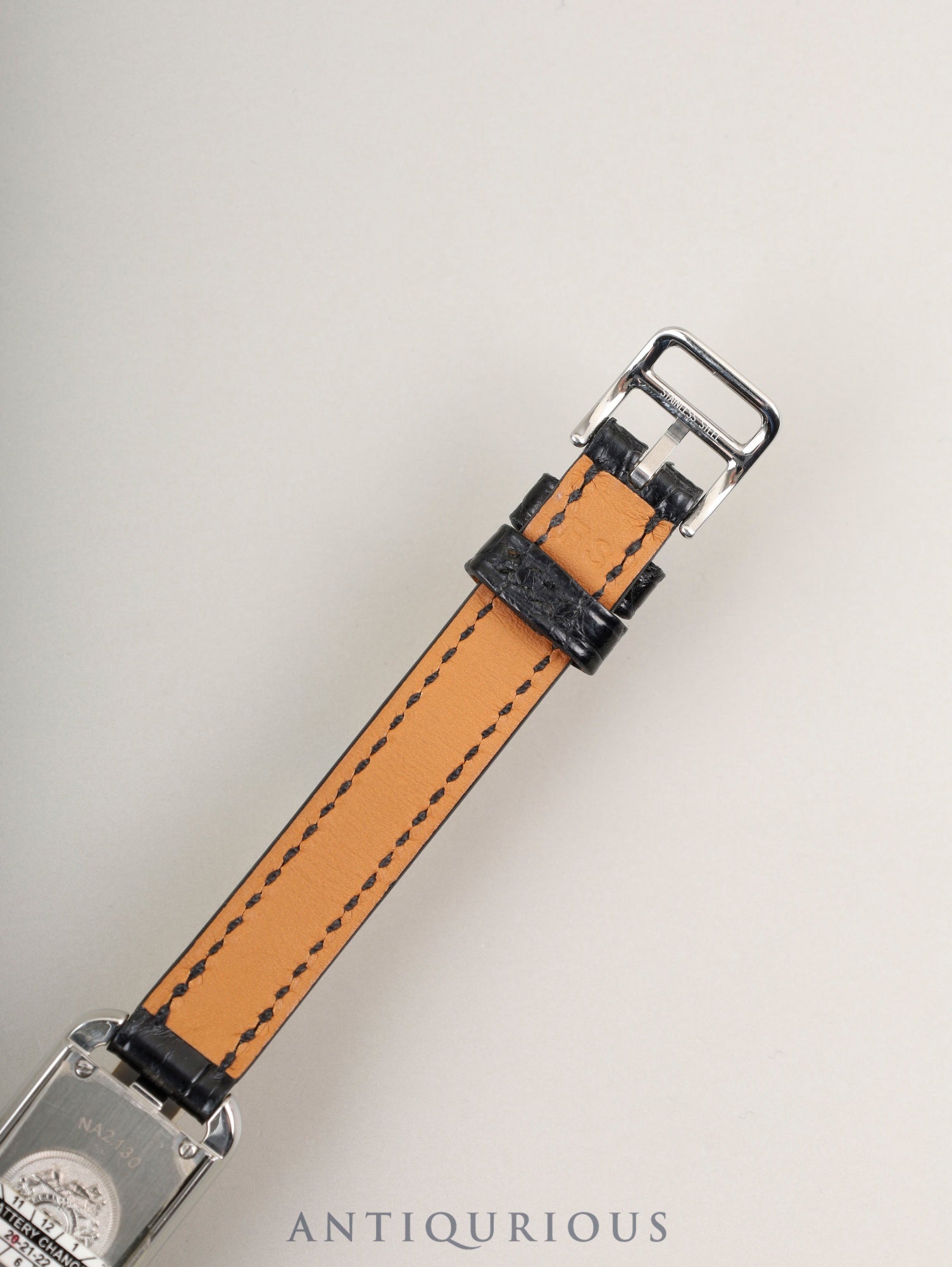 エルメス ナンタケット NA2.130 クォーツ SS 純正革ベルト（A刻印：2017年） 純正尾錠（SS） ブラック文字盤 ダイヤベゼル オーバーホール済み