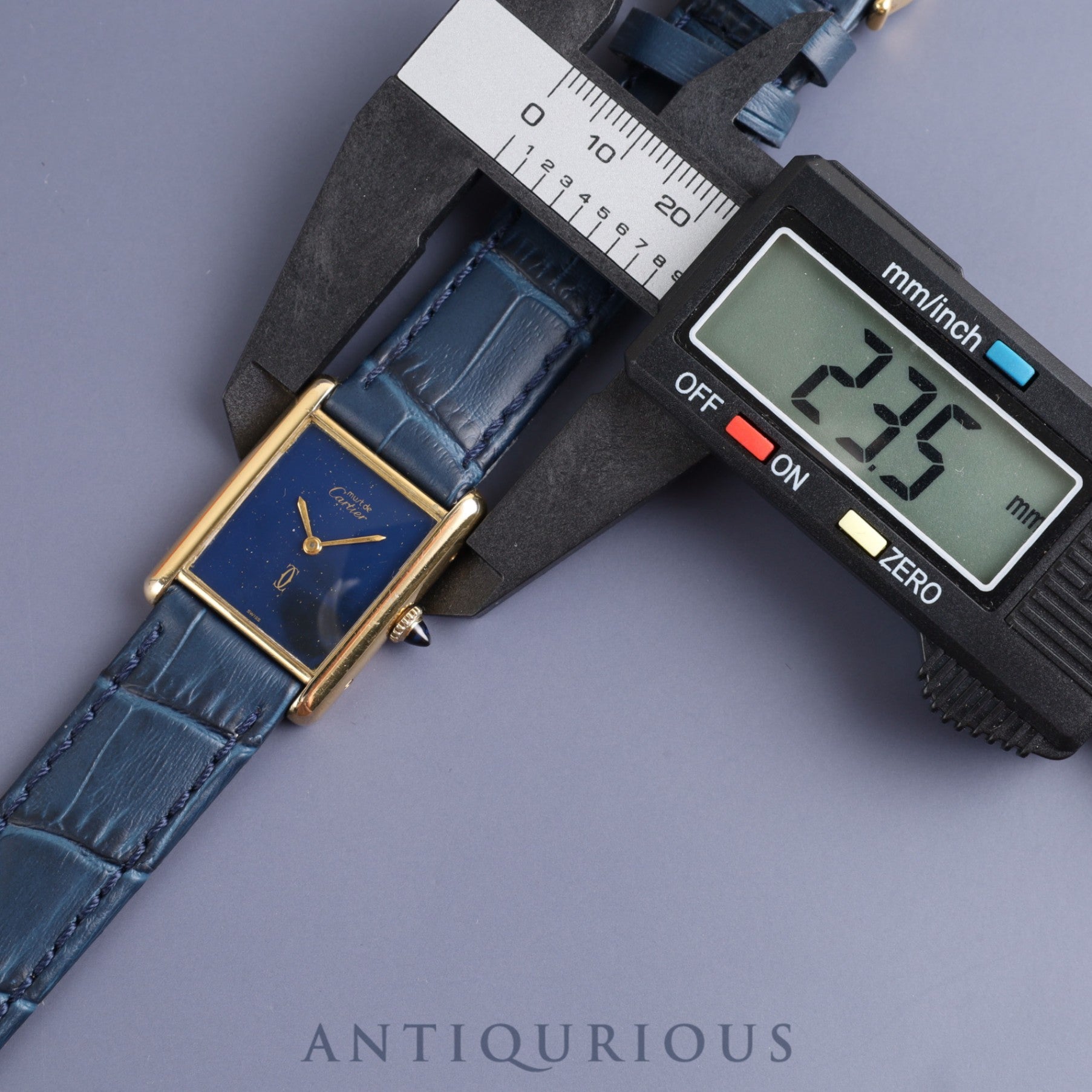 Cartier Must Tank LM Manual winding Cal.78-1 SV925 Leather Genuine buckle (GP) Lapis lazuli dial Overhauled