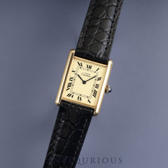 カルティエ マストタンク LM 手巻き SV925 革 純正尾錠（GP） アイボリーローマン文字盤 オーバーホール済み