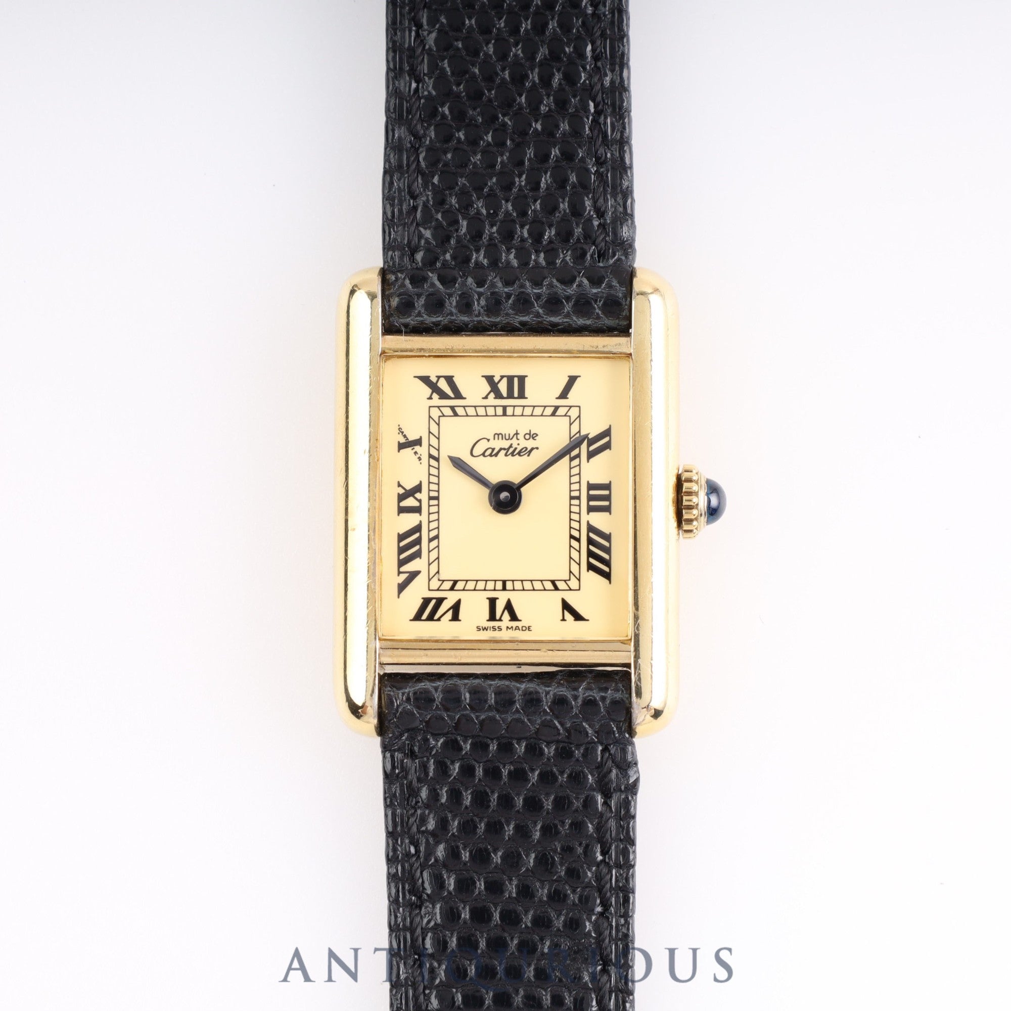 Cartier Must Tank SM Manual winding SV925 Leather Genuine buckle (GP) Ivory Roman dial Cartier boutique complete service