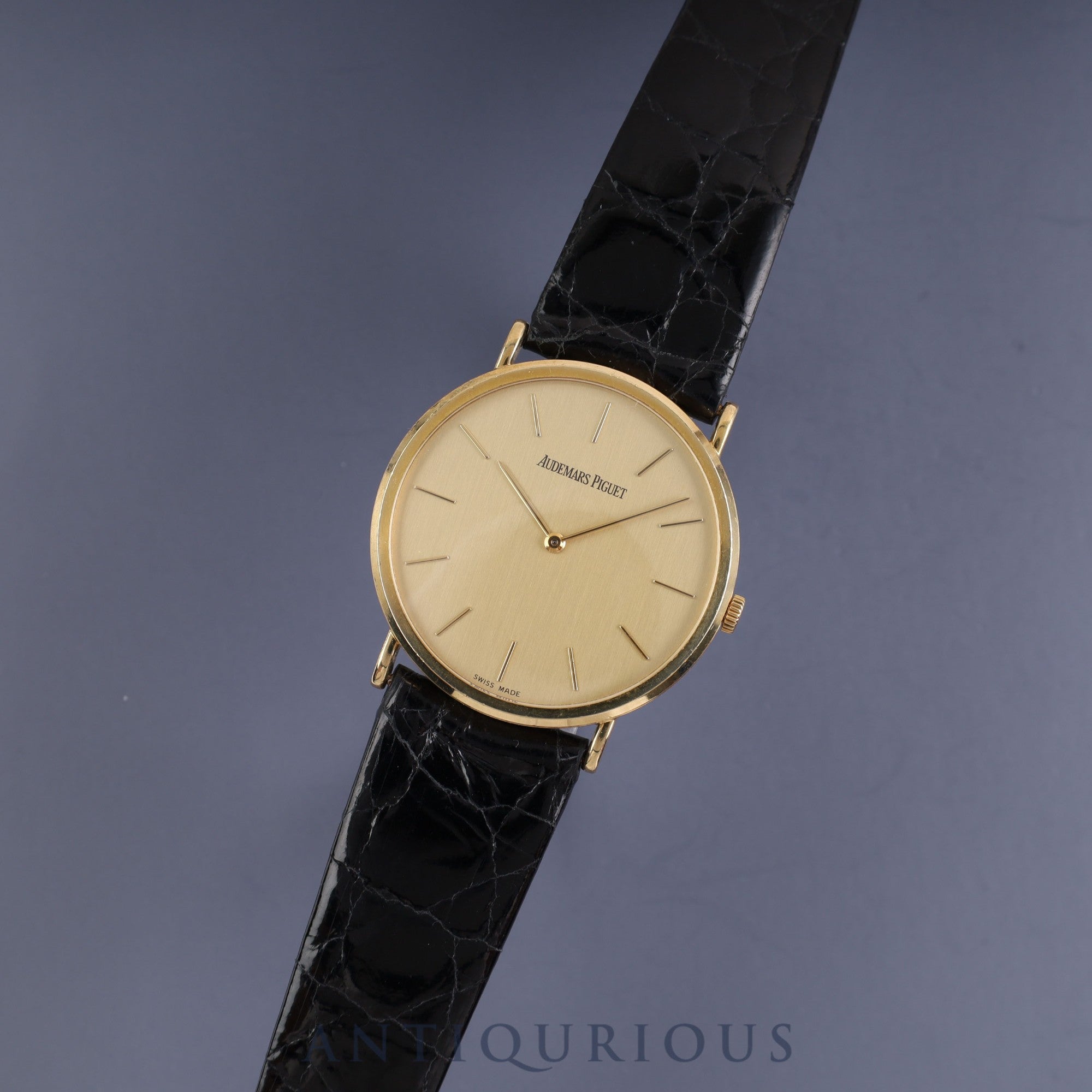 AUDEMARS PIGUET EXTRAFLAT Hand-wound Cal.2080 YG Leather Genuine buckle Gold dial 1990s