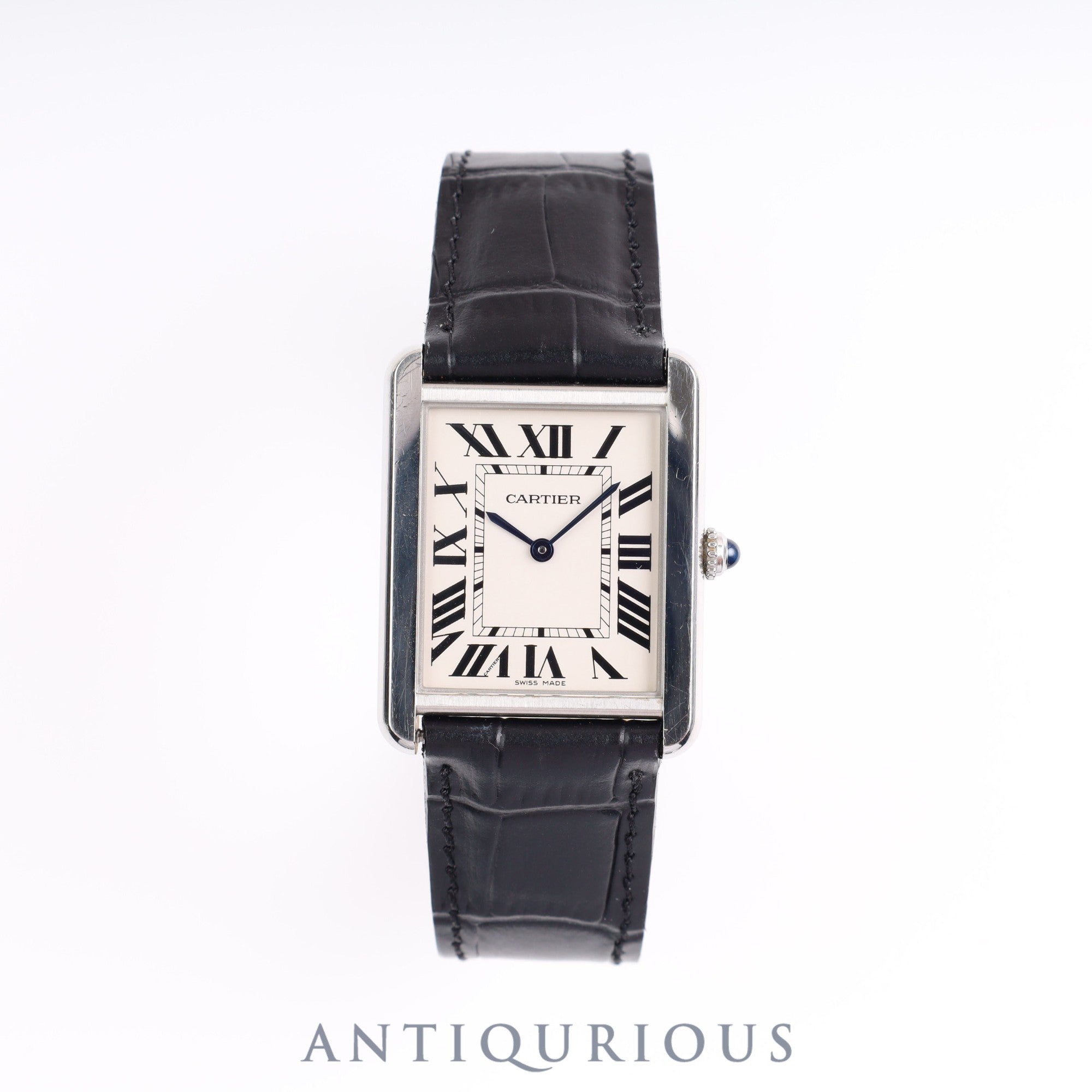 Cartier Tank Solo LM Quartz W5200014/3169 SS Leather Genuine D Buckle Silver Dial