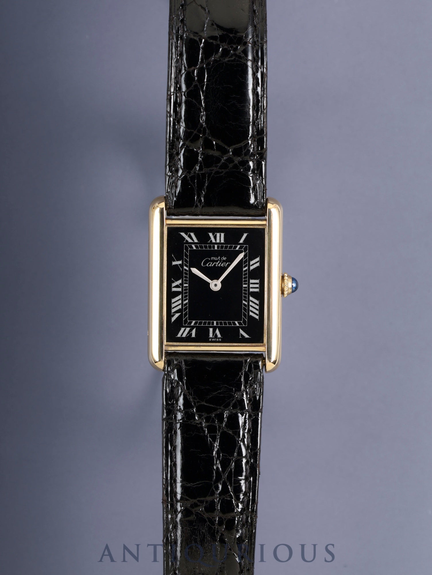 Cartier Must Tank LM 81974913 Manual Winding Cal.78-1 SV925 Original Leather Strap Original D-Buckle (GP) Black Roman Dial (SWISS marking) Overhauled