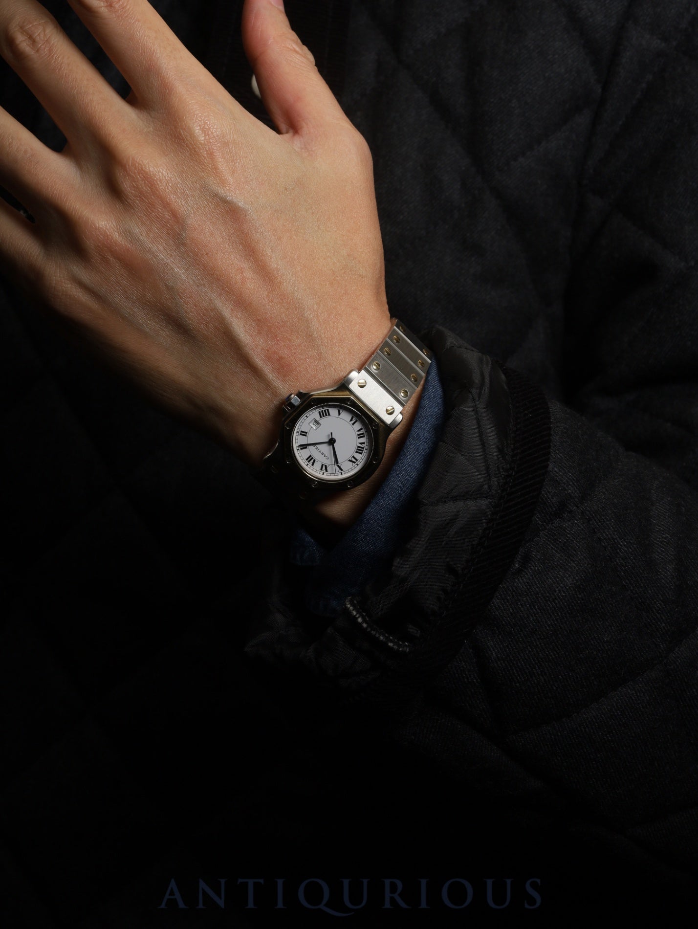 カルティエ サントス オクタゴン LM 2966 自動巻き Cal.077 SS/YG SS/YG ホワイトローマン文字盤 冊子 オーバーホール済み